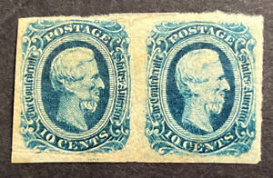 Travelstamps: US Stamps CONFEDERATE CSA SCOTT #12KB OG HINGED, 10 cent Pair