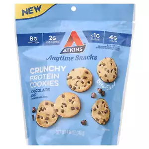Atkins Crunchy Bite-Sized Protein Cookies, Chocolate Chip, 4.94 oz Bag - Picture 1 of 7