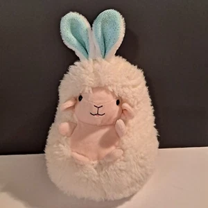 Walmart White Plush Lamb Bunny Rabbit Blue Ears 11" Inch Stuffed Animal Toy - Picture 1 of 8