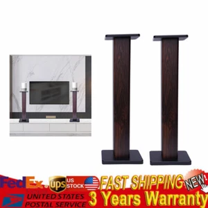 2x Walnut Wood Speaker Stands Home Theatre Bookshelf Surround Sound Support 90cm - Picture 1 of 23
