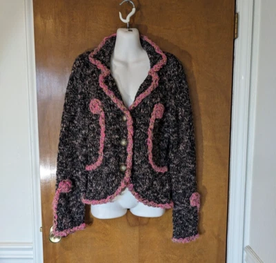 Cárdigan tejido rosa marrón M One Girl Who Anthropologie suéter de 3 botones para mujer Foto 1 de 4