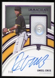 Oneil Cruz 2022 Panini Immaculate Auto Patch #d /8 Rookie Button Pirates - Picture 1 of 2