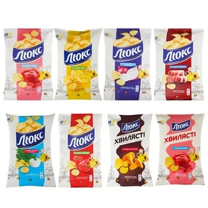 Kartoffelchips Lux verschiedene Geschmacksrichtungen Ukrainisch Чипсы Чіпси Люкс 125 g / 4,4 oz - Bild 1 von 9