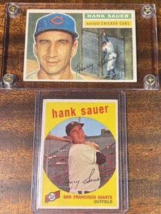 1956 1959 TOPPS BASEBALL CARD LOT #41 404 HANK SAUER CHICAGO CUBS NY GIANTS - Picture 1 of 7