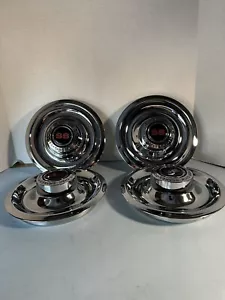 4 GM DISK BRAKES RALLY WHEEL CENTER HUB CAPS W/ RED SS DECAL - Picture 1 of 4