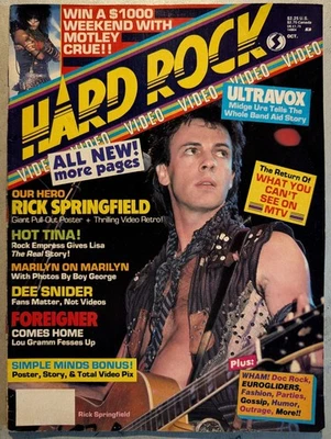 Hard Rock Magazine October 1985 Rick Springfield,Tina Turner,Foreigner, Ultravox - Image 1 of 4