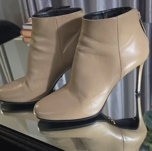 Prada 38½ 8½ Tan Beige Booties Ankle Boots - Picture 1 of 4