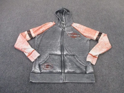 Chaqueta Harley Davidson para mujer 1W naranja gris desteñido logotipo de motociclista estrás Y2K Foto 1 de 4