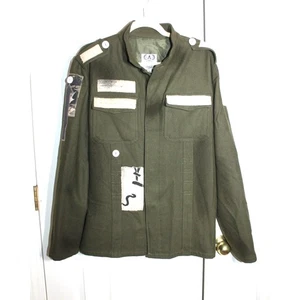 X-ray Mens Green Wool Blend Distressed Military Jacket w/ Patches sz M - Picture 1 of 4