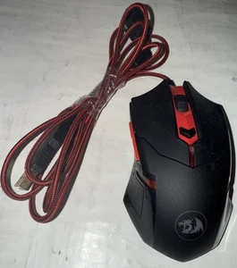 Redragon Wired Optical Gaming Mouse USB Braided Cable Black Red PC Mac Laptop - Picture 1 of 2