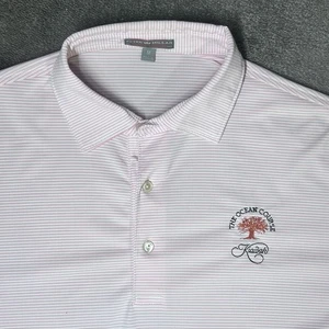 PETER MILLAR Men's Sz M Summer Comfort Collared Pink Stripe on White Golf Casual - Picture 1 of 11