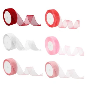 6Pcs 25Yard Sheer Organza Ribbon Decoration Gifts Bow Craft Multicolored - Picture 1 of 5