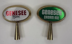 Genesee Tap Handle Lot Of Two Metal Bronze Cream Ale Beer Two Sided Bar Man Cave - Picture 1 of 6