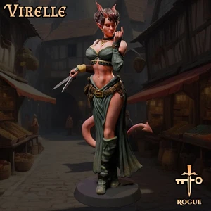 Dungeons & Dragons Playable Character - Female Tiefling Virelle - Rogue, Fighter - Picture 1 of 13