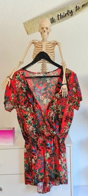 H&M Jumpsuit/Overall, Damen, Größe 38, rot mit Muster ♡ - Bild 1 von 4