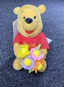 Disney Winnie The Pooh With Flowers 7” Plush Brand NEW With Tags Vtg - Picture 1 of 9