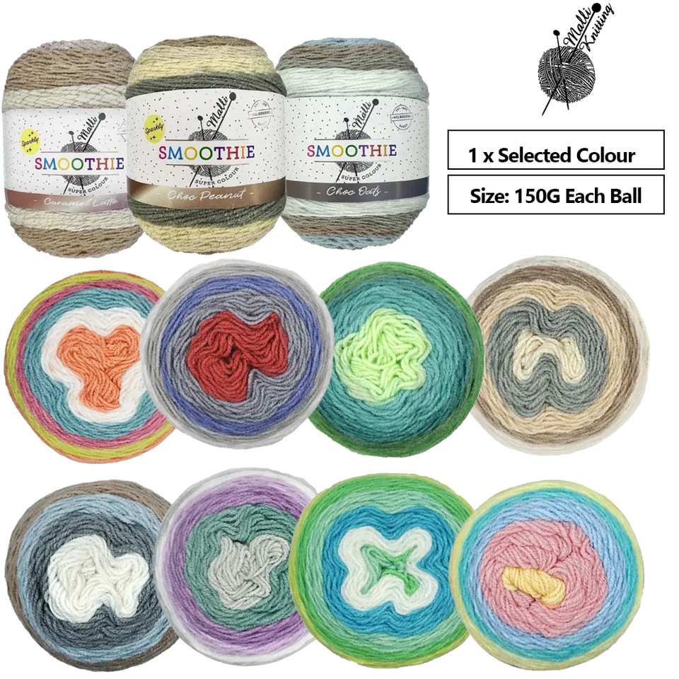 Knitting Yarn 150g Smoothie Metallic Wool Yarn Craft Solid Multi Colours - image 1 of 1