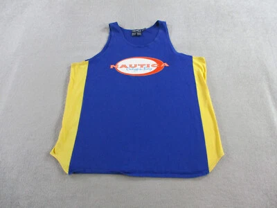 Camiseta sin mangas vintage Nautica para hombre 2XL XXL azul amarillo calypso Bay camisa playa años 90 Foto 1 de 4