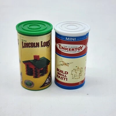 Mini Lincoln Logs Log Cabin Tinkertoy Pieces Plastic Tiny Desk Toy Novelty - Image 1 of 4
