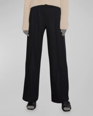 $495 Vince Women's Black Wool Knit Wide-Leg Pull-On Pants Size 2XS - Image 1 of 4
