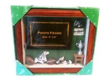 SPORTS Football Photo Shadow Box Wood Frame w Glass 4x6 photo 9.25x10.5" / NEW..