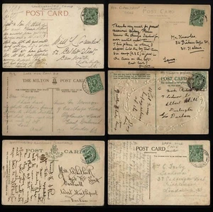 1909-18 UK MILITARY CAMP POSTMARKS on 9 postcard lot, SHOREHAM, WHITTINGTON etc. - Picture 1 of 2