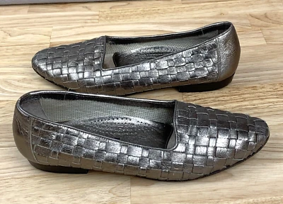 Mocasines de cuero tejido vintage Amalfi Italia hechos en Italia 8,5 AA planos años 80 90 Foto 1 de 4