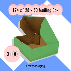 174x128x53mm Corrugated Cardboard Packaging Mailing Boxes, 100/Pack (Mint) - Picture 1 of 9