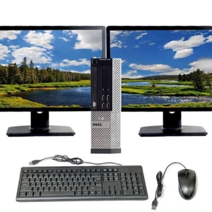 Computadora Dell con monitor doble Intel Core i5 8 GB 500 GB 2x 22" LCD WiFi Windows 10 - Imagen 1 de 5