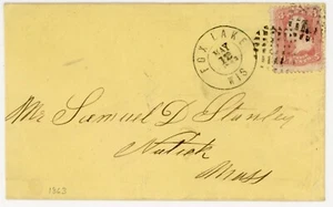 Fox Lake Wisconsin 1863 DCDS + killer on #65 cover to Natick MA - Civil War era - Picture 1 of 2