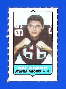 1969 Topps FOOTBALL 4 In1 SINGLE #NNO JIM SIMON ATLANTA FALCONS (SB1) - Picture 1 of 1