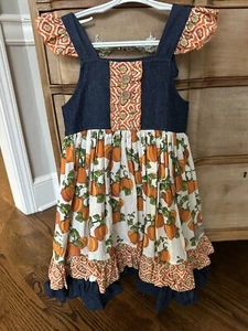 Eleanor Rose Pumpkin Dress Size 4 Thanksgiving Girls - Picture 1 of 6