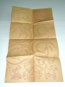 Hot Iron Transfer Redline Embroidery Pattern '40's garden kittens teapots uncut - Picture 1 of 8