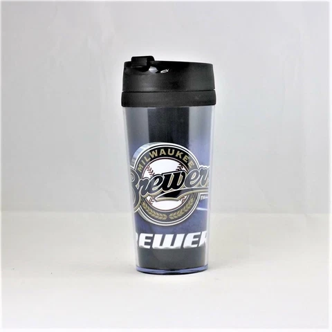 Milwaukee Brewers MLB Licensed 16oz Acrylic Tumbler Coffee Mug w/wrap Insert Cover