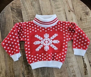 Park Bench Kids Vintage Snowflake Fairisle Sweater Youth Size 4T Made in USA - Picture 1 of 6