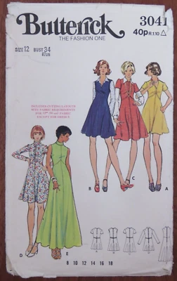 Butterick 3041 Sewing Pattern Ladies Fit Flared Dress V Line Sleeves Cut 12 - Image 1 of 4
