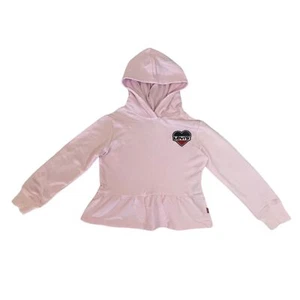Girl's Pink Levi's Hoodie Size 4XS 3-4Yrs Levi's Logo Patch Ruffle Hem - Picture 1 of 7