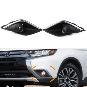 Pair Fog Light Lamp Grille+Wiring Harness Kit For Mitsubishi Outlander 2016-2019 - Picture 1 of 12
