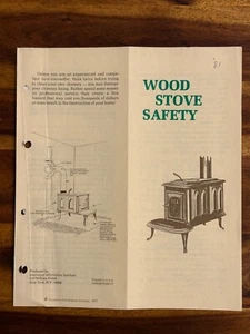 Folleto de seguridad de estufa de leña vintage 1977 Guía del Instituto de Información de Seguros - Imagen 1 de 3