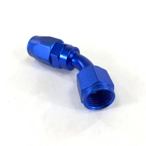-6AN 45° Degree Swivel Seal Oil/Fuel/Gas Hose Line End Fitting Adapter Blue - Picture 1 of 6