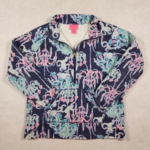 Lilly Pulitzer Girls XL 12-14 Little Skipper Popover Monkey Trouble Half Zip - Picture 1 of 4