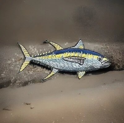 Realistic Yellow Fin Tuna Game Trophy Fish Embroidered Patch - Image 1 of 2