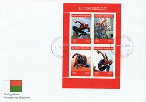 Marvel Superheroes Stamps Madagascar 2019 FDC Spider-Man Spiderman Comics 4v M/S - Picture 1 of 1