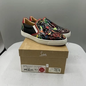 Christian Louboutin US 6,5 EUR 36,5 Masteralta graffiti slip-on nero con scatola - Foto 1 di 10