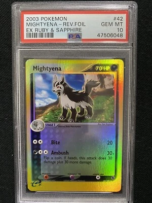 2003 Pokemon Ruby & Sapphire Mightyena Reverse Foil 42/109 PSA 10 Gem Mint - Image 1 of 2