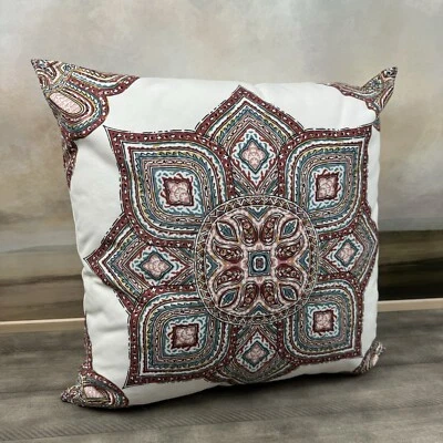 Pottery Barn Wilder Medallion Outdoor Throw Pillow Cover 22”x22” Red Multi NWOT - Image 1 of 4