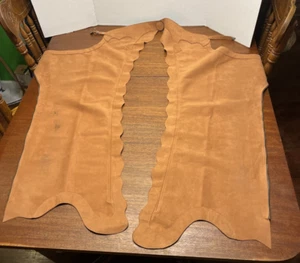 Show Season Kids (10-14??) Beige Tan UltraSuede Scallop Western Show Chaps - Picture 1 of 24