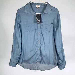 NEW Kim Rogers Long Sleeve Shirt Womens Large Chambray Blue Boyfriend NWT - Picture 1 of 10