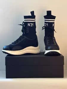 N 21 Milano Kultmarke. Sneakers. Sock Sneakers. Knitted Logo High Top Round Toe - Imagen 1 de 8