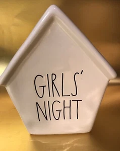 Rae Dunn Girls' Night Vogelhaus Sparschwein Magenta Artisan Collection Off-White - Bild 1 von 5